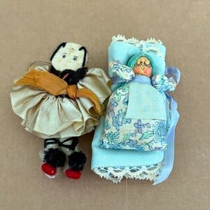 Vintage Primitive Folk Handcrafted Tiny Dolls 3"